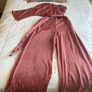 Pink Lily satin jumpsuit